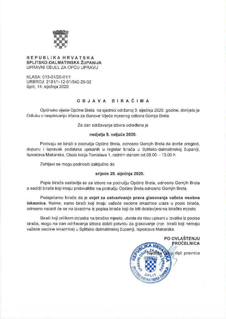 Raspisani izbori za članove vijeća Mjesnog odbora